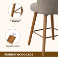 thumbnail image 5 of Hawsaiy Modern Swivel Bar Stools Set of 2, 26" Counter Height Bar Stools with Back, Upholstered Chenille Bar Chairs, Solid Wood Legs Kitchen Island Stools with Footrest, Khaki, 5 of 12