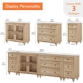 thumbnail image 2 of Large TV Stand for 100-Inch TV, TV Console Table for 85-95 Inch TVs, Entertainment Center with Charging Station & Glass Door, Kitchen Sideboard Buffet Cabinet for Dining Room, Oak Finish, 2 of 6