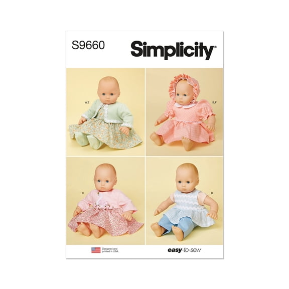 Simplicity Sewing Pattern 9660 -15" Baby Doll Clothes, Size: OS (One Size)
