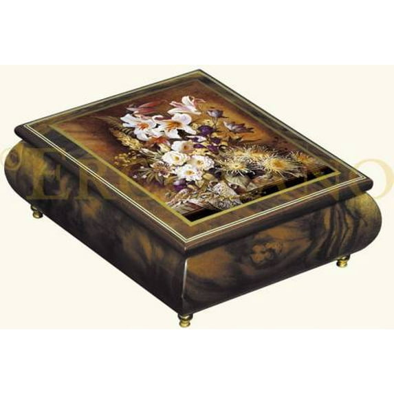 Ercolano Art Musical Jewelry Box Called White Glory By Brenda Burke - Joy to the World - SWISS