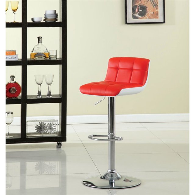 Furniture of America Tabouret de Bar Andie en Simili Cuir Réglable 30,75" en Rouge