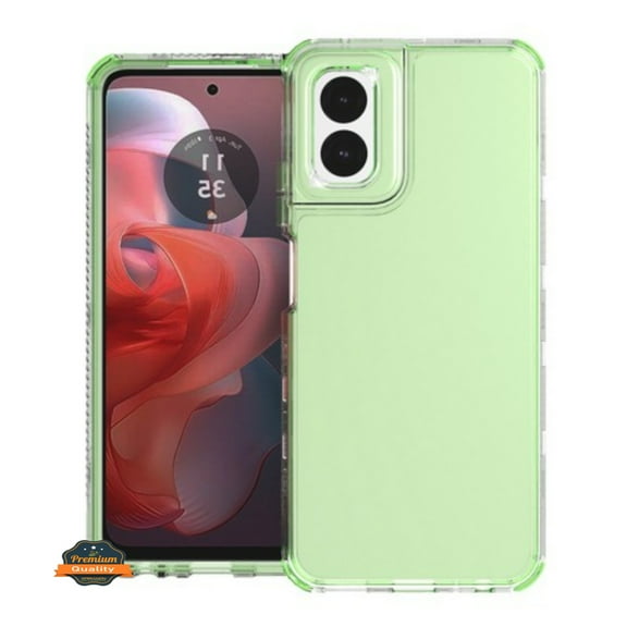 For Motorola Moto G Power 2024 Hybrid Transparent 3in1 Corner Tough Durable Detachable Shockproof Frame Hard PC   TPU Slim Phone Case Cover by Xpression - Green