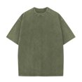 thumbnail image 2 of Homenesgenics Mens Shirts Men Tops T Shirts for Man Men's Casual Round Neck Solid Color Sports Washed Cotton Retro Distressed T-Shirt Green XL, 2 of 8