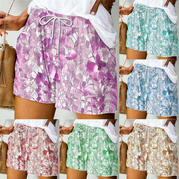 POROPL Women Shorts Under $10 Summer Fashion Casual Shorts with Pockets Print Short