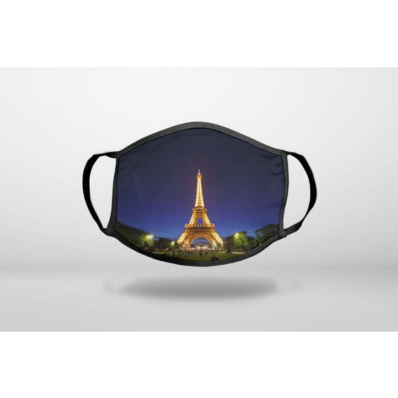 Eiffel Tower Paris Night - 3-Ply Reusable Soft Cloth Face Covering, Unisex, Cotton Inner Layer