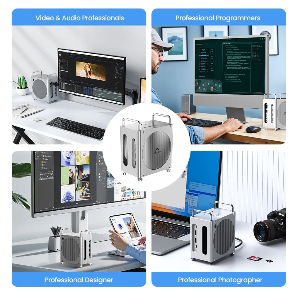 ACASIS 40Gbps Mac mini M4 Dock & Stand with Dual-Bay NVMe SSD Enclosure，11-in-1 Docking Station for Mac mini M4/M4 Pro