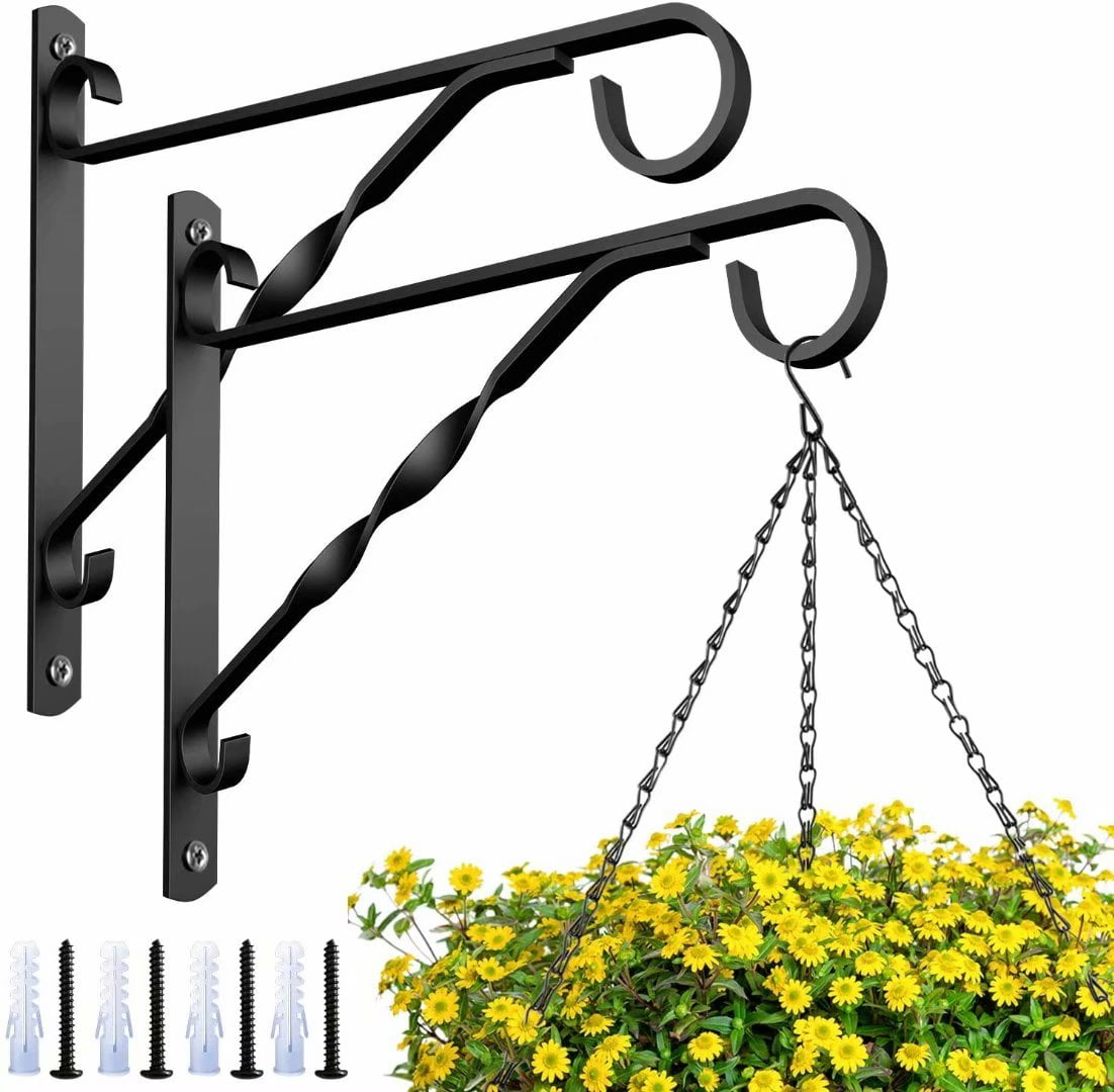 2 Pack Hanging Plants Bracket 10'' Wall Planter Hook Flower Pot Bird