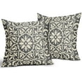 thumbnail image 2 of Dark Grey Pillow Covers 16x16 Set of 2 Gray Cream Bohemian Ethnic Carpet Boho Style Vintage Flower Print Decorative Throw Pillows Outdoor Square Cushion Cases Farmhouse Decor for Home Sofa Bed, 2 of 6