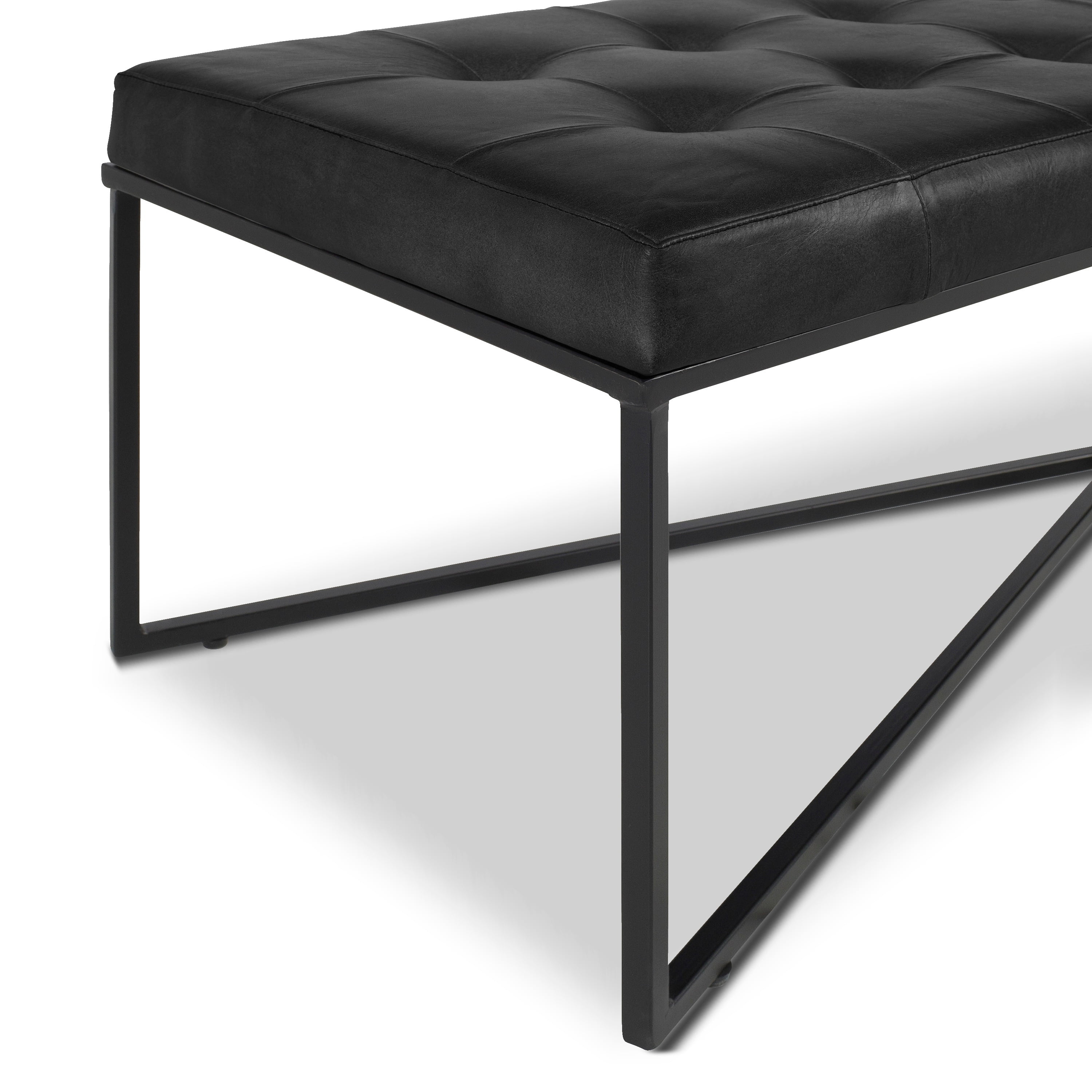 Edgemod Traversa Bench in Carbon Black Leather and Black Legs
