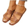 thumbnail image 5 of ShiShine Womens Flat Slide Sandals Cross Strap Comfortable Wide Width Casual Walking Beach Summer Slip On Sandals, 5 of 9