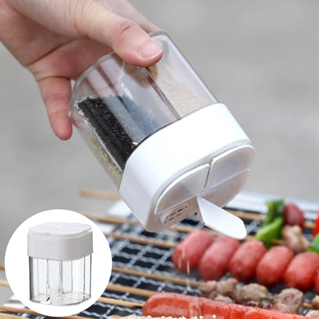 Oleegame 1PC Spice Dispenser Mini Kitchen Seasoning Quantitative Seasoning Jar Seasoning Jar Metering Seasoning Jar Quantitative Seasoning Bottle Kitchen Seasoning Jar Press Seasoning Jar White