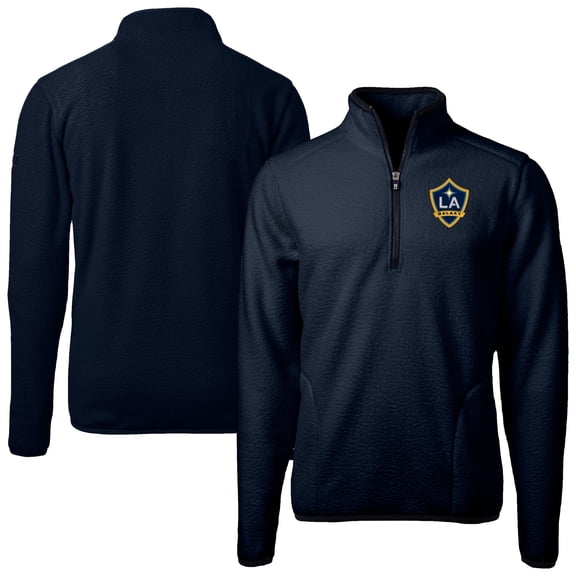 Men's Cutter & Buck  Navy LA Galaxy Big & Tall Cascade Eco Sherpa Fleece Quarter-Zip Pullover Jacket
