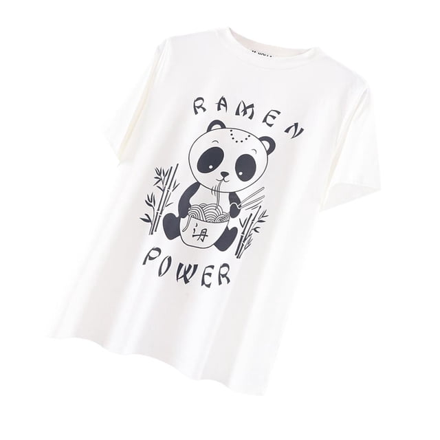 Camiseta Oversize Blanca Panda Gráfico Verano De Moda Ropa para Madre Chica 3XL Yuyangstore camiseta de gran tamaño de algodón de las mujeres