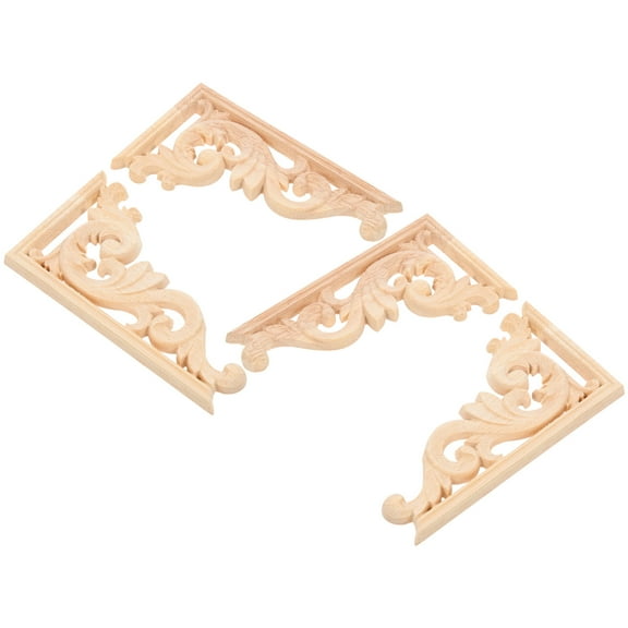 Khaki Plastic Carved Onlay Appliques for Decoration Add European Style to Home 4 Pieces 13x7cm