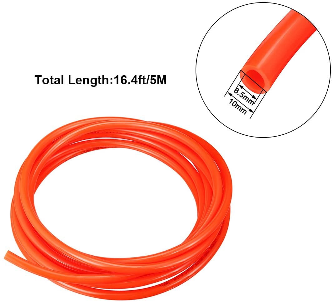 MKEUDQ-Pneumatic Air Tubing, 10mm OD x 6.5mm ID 5 Meters 16ft PU Polyurethane Air Compressor Tube Hose Pipe Orange