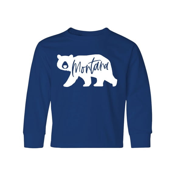 Inktastic Montana White Bear Silhouette Long Sleeve Youth T-Shirt
