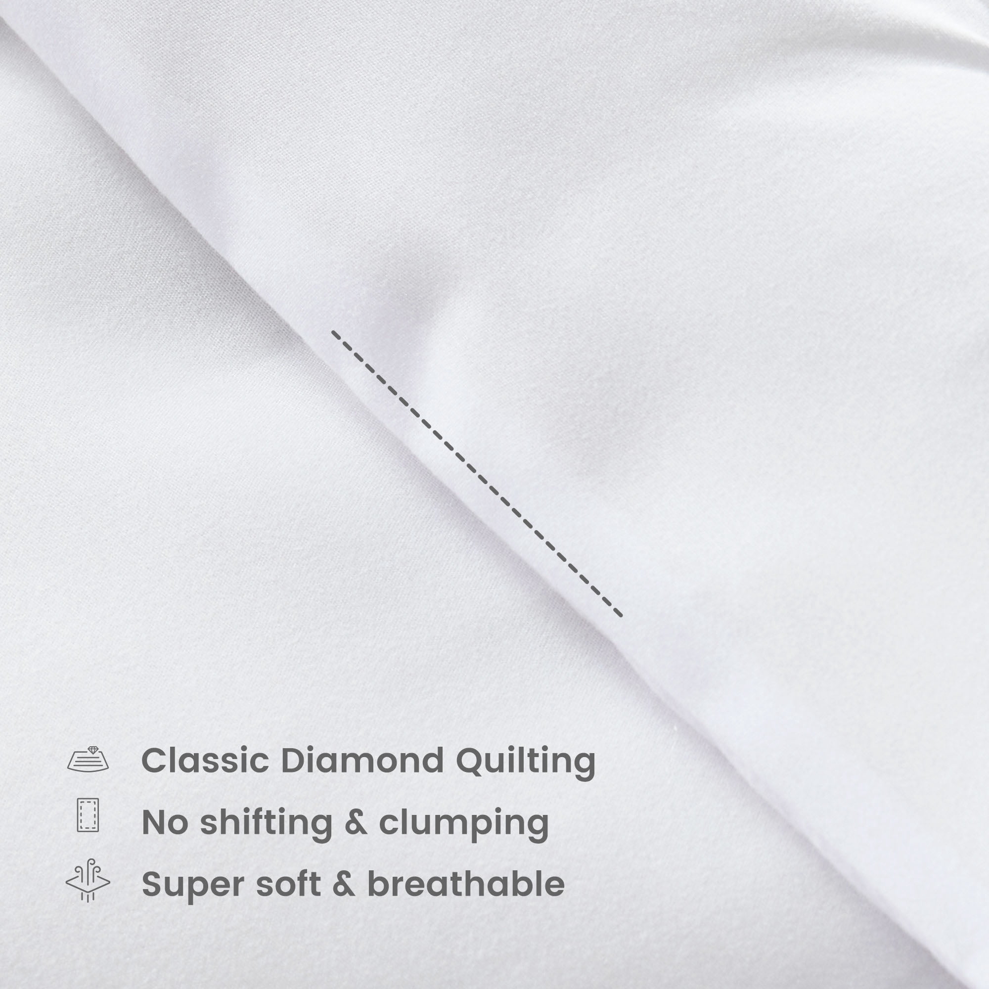 Sleep Zone Queen Comforter Duvet Insert, Down Alternative Reversible Comforter, Lightweight, Soft and Breathable Bedding All Season, Diamond Quilting White