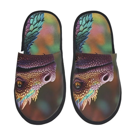 Balery Rainbow Scales Fantasy Dragon Slient Indoor Furry Fleece Comfort House Shoes Soft Non-Slip Home Shoes Cotton slippers House Slippers-- Medium