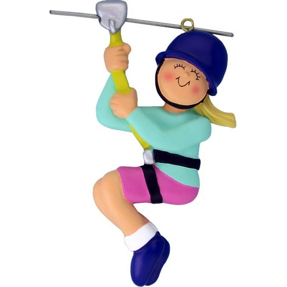Zipline Female Blonde Personalized  Christmas Ornament DO-IT-YOURSELF