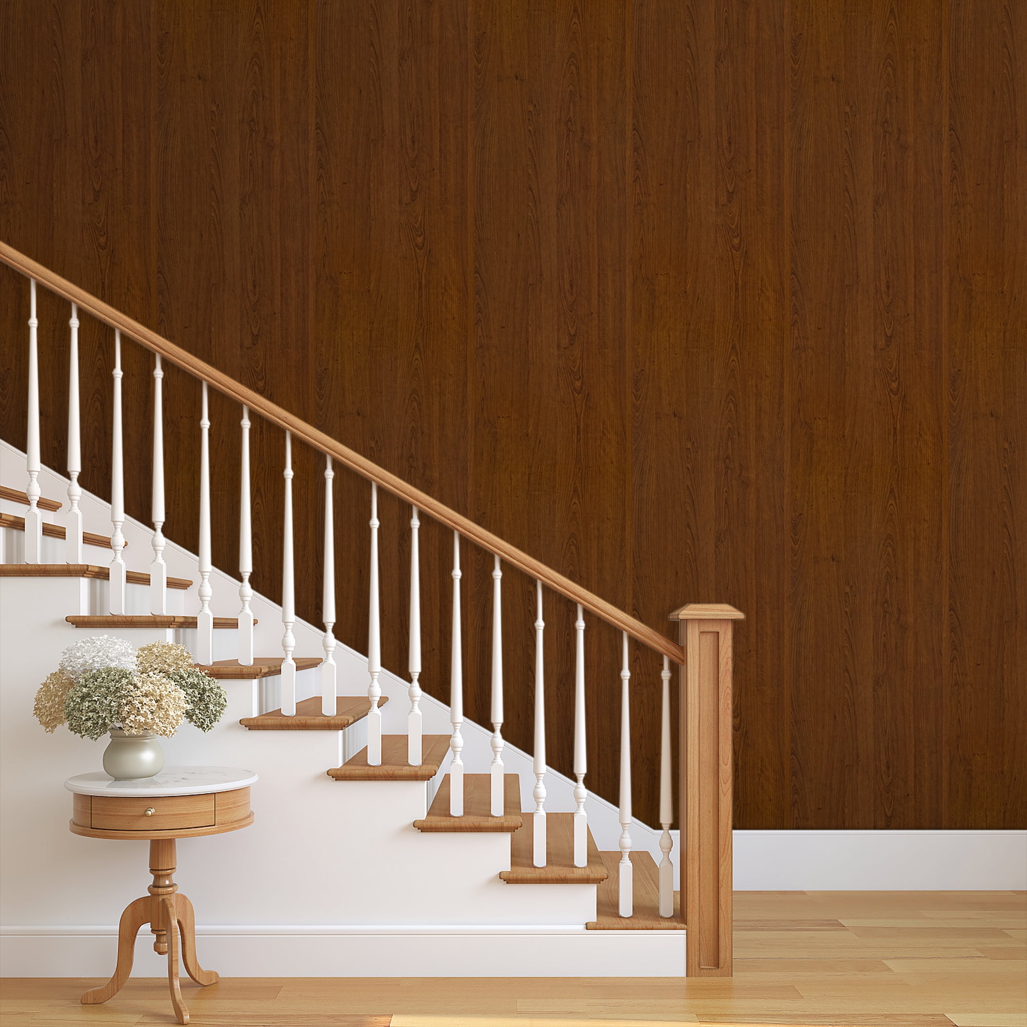 Abyssaly Wood Peel and Stick Wallpaper 15.7" × 118.1" Chestnut Woodgrain Removable Self-Adhesive Vinyl Wall Paper for Home Decor