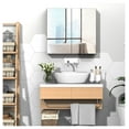 thumbnail image 2 of KWUXIN Mirrored Medicine Cabinet 24x22, Steel Frame Wall-Mounted with Double Doors, Bathroom Storage Cabinet with Shelf, White, 2 of 9