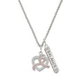 thumbnail image 1 of Delight Jewelry Heart Outline with Pink Ribbon Looping Through Silvertone Balance Bar Charm Necklace, 23", 1 of 4