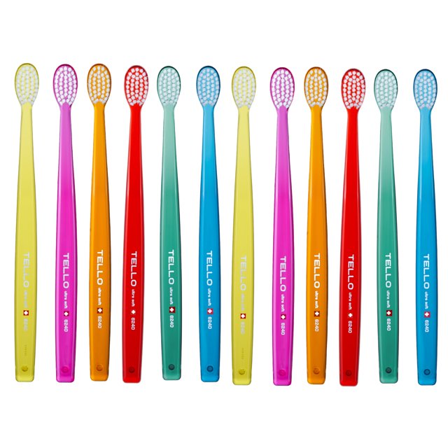 Cepillo de dientes TELLO 4480 ultrasuave, cabezal pequeño, paquete de 12