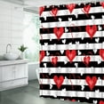 thumbnail image 2 of Valentine''s Day Shower Curtain Red Heart Black White Geometric Striped Sweet Love Romantic Couple Fabric Bathroom Home Curtain Decor with Hooks, 2 of 7
