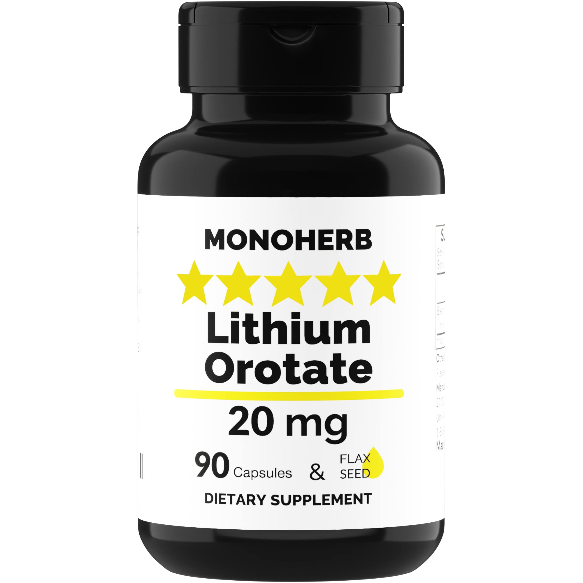 Lithium Orotate 20 mg per Capsule 90 Vegetarian Capsules