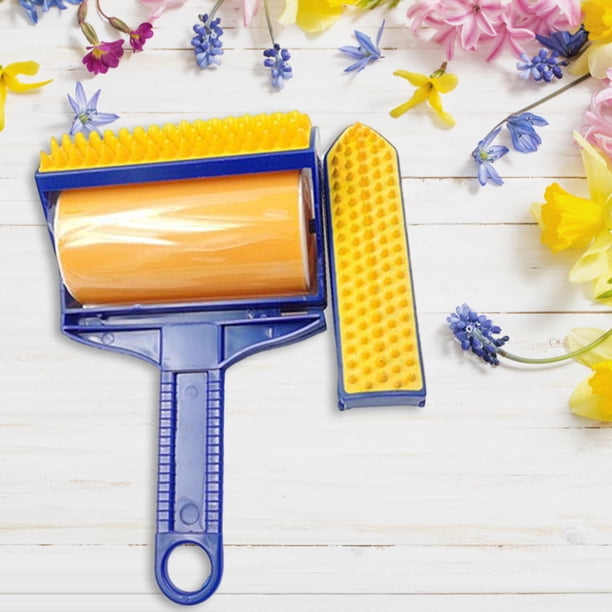 Drum Roll Sticky Hair Portable Hair Removal Cleaner Limpieza reutilizable (Amarillo)