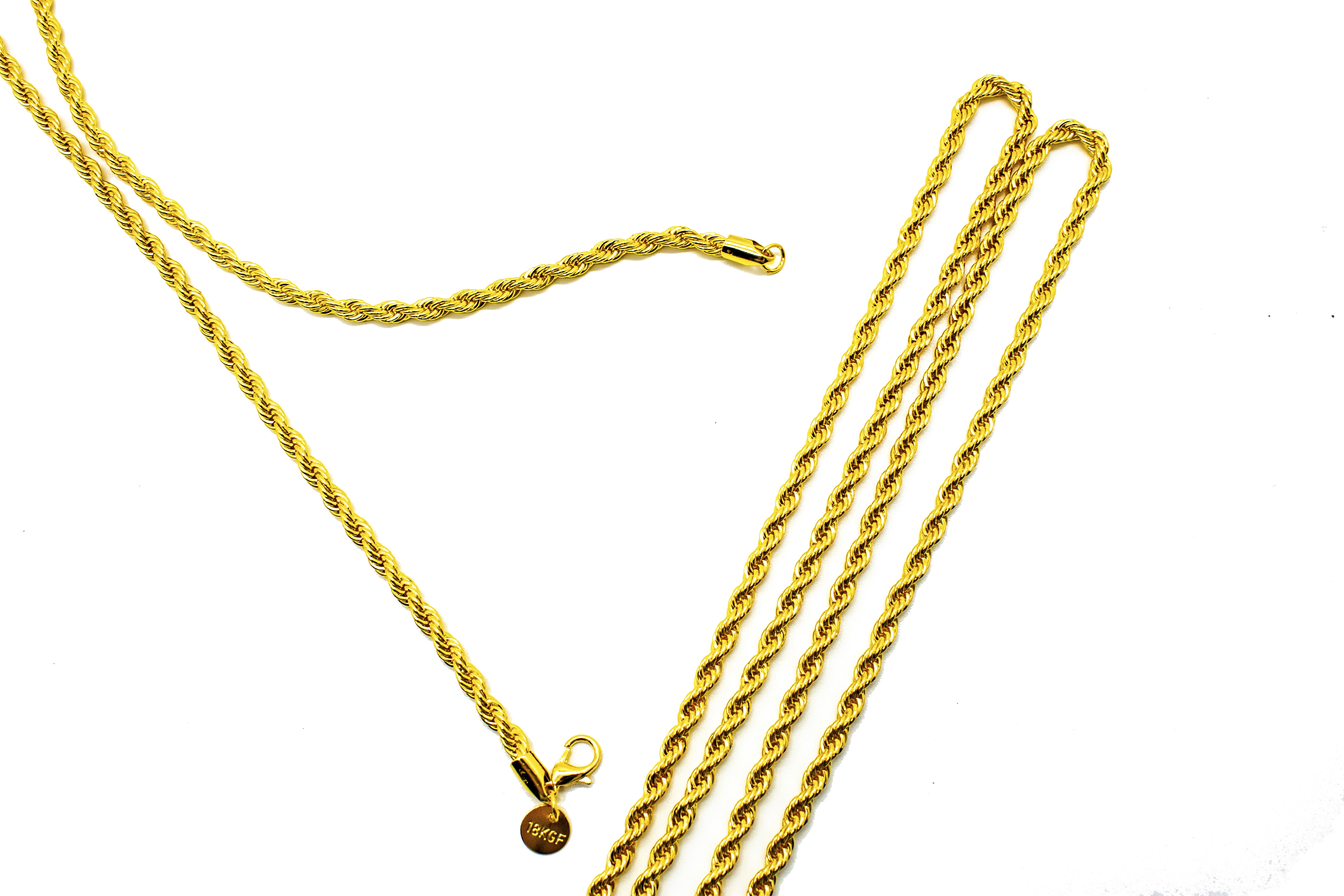 Valentine Day Gifts 18K Real Gold Plated Rope Chain, 4mm Twist Chain  Necklace for Men Women 24 Inch 