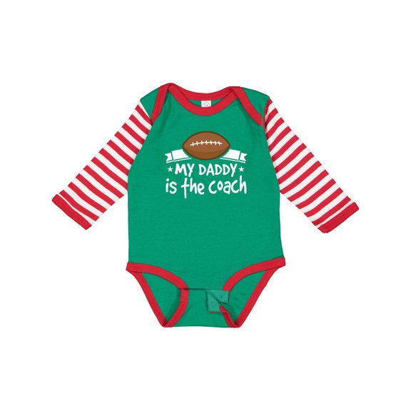 Inktastic Football My Daddy is the Coach Boys or Girls Long Sleeve Baby Bodysuit