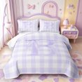 thumbnail image 2 of Manfei Purple Personalized Initial B Bed Spread Queen,Cute Geometric Grid Queen Coverlet Set,3-Piece,1 Quilt and 2 Pillowcases, 2 of 7
