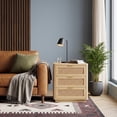 thumbnail image 6 of Biemlerfn Nightstand with Charging Station, 3 Drawers Bedside Table, Rattan End Table, Farmhouse Side Table for Bedroom, Living Room, Natural Wood, 6 of 11