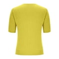 thumbnail image 5 of AherBiu Summer Tops for Women Ribble Knitted V Neck Short Sleeve Slim Fitted Sweater Pullover Tops, 5 of 6