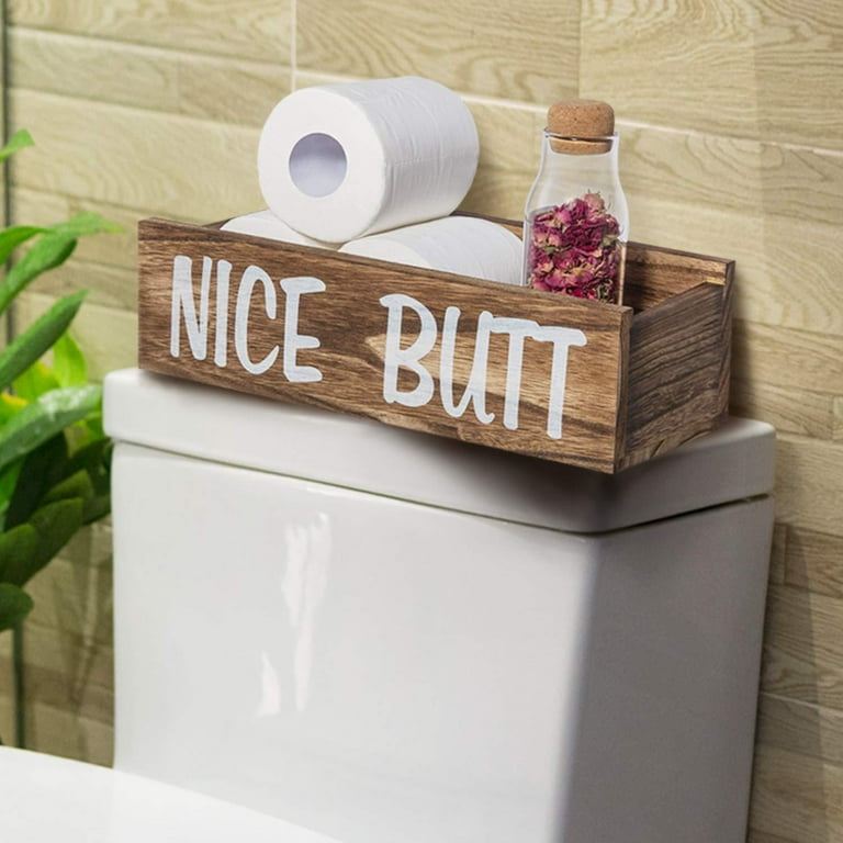Nice Butt Bathroom Decor Box, 2 Sides with Funny Sayings - Funny Toile