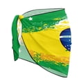 thumbnail image 4 of Uourmeti Brazil Flag Print Women Girl Beach Cover Ups Mesh Sheer Chiffon Wrap Sarong Sheer Bikini Cover Ups Tie Bikini Skirt, 4 of 6