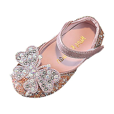 

LBECLEY Girls Slides Size 3 Girls Sandals Baby Bling Kids Shoes Princess Shoes Pearl Shoes Dancing Single Shoes Girls Pom Slippers Pink 36
