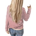 thumbnail image 2 of XCHQRTI Women's Striped Long Sleeve Tops Drop Shoulder Color Block Shirts Lightweight Pullover, 2 of 7