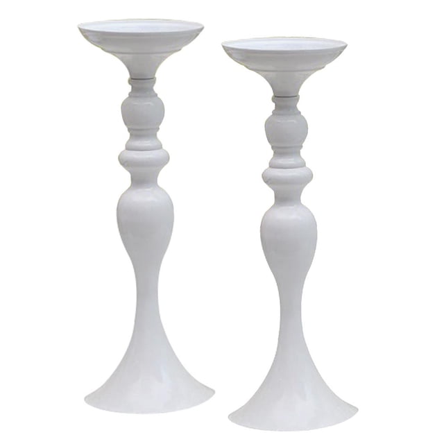 2 Uds. De Soporte Largo Para Velas De Metal, Portavelas Para Té, Candelero, Jarrón De Flores Blanco-M Macarena Portavelas Portavelas