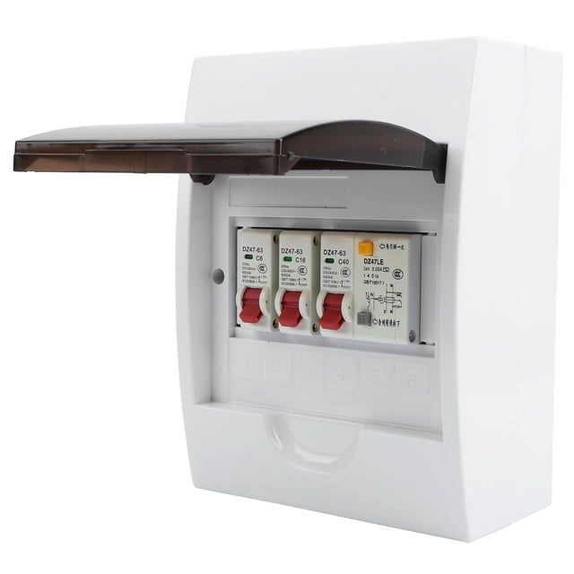 Boîte à fusibles à 2 voies - 40A 30mA RCD 2 MCB Boîte à fusibles de garage d'alimentation, Boîte électrique Bâtiment résidentiel Boîte auxiliaire électrique pour restaurants, bureaux, 230/400V