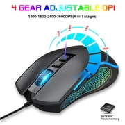 HXSJ V700BW+X100 USB Keyboard and Mouse Combo, Wired Gaming Mouse, Colorful LED Lighting, 4-Level DPI Max.3600DPI for PC Laptop