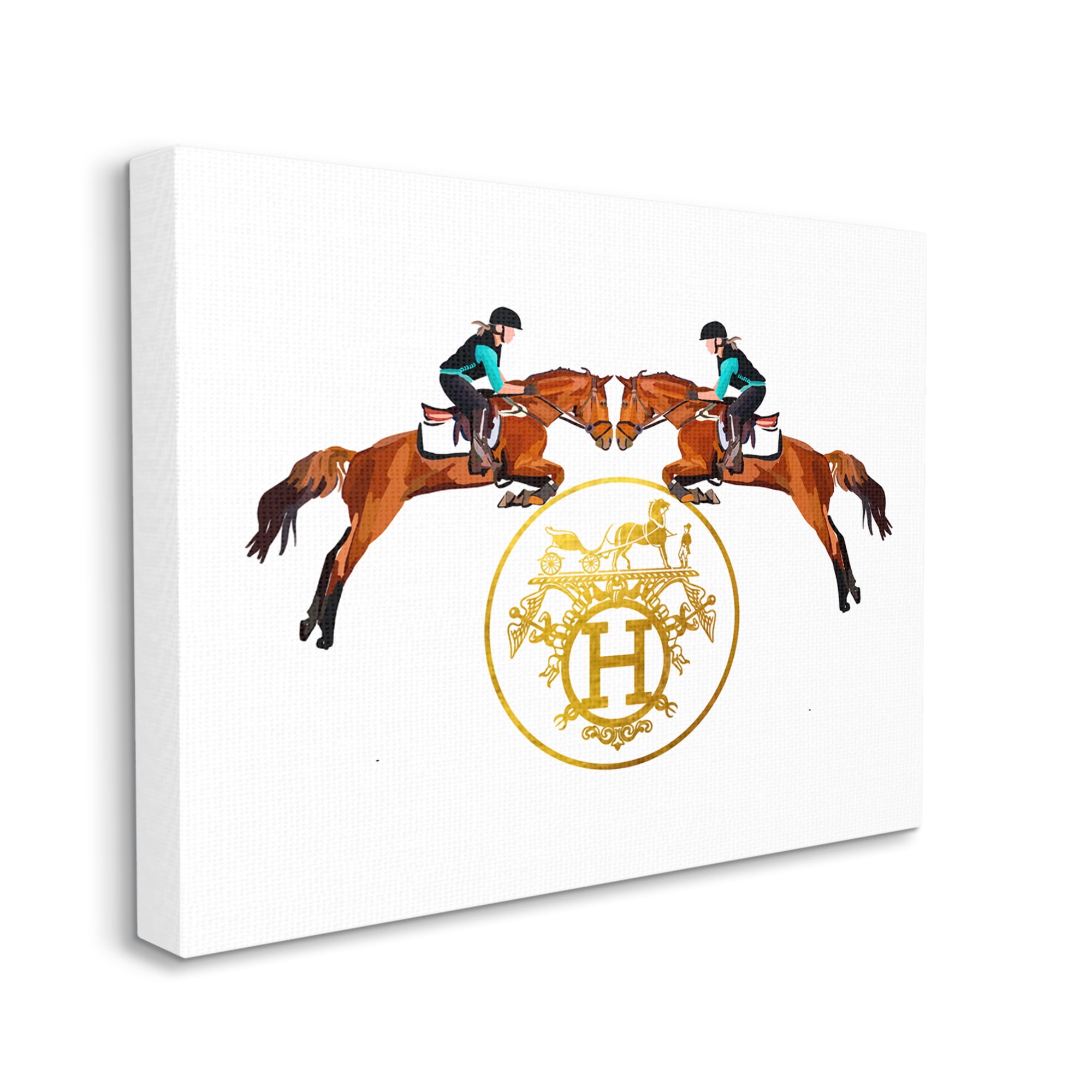 Stupell Industries Glam Emblem Polo Jockeys Animals & Insects Painting Gallery Wrapped Canvas Art Print Wall Art, 48 x 36