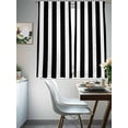 thumbnail image 3 of Black Striped Sheer Curtains 72 Inch Length 2 Panels Set, Modern Farmhouse Black and White Stripes Voile Window Treatment Rod Pocket Curtains Sheers Drapes for Bedroom/Living Room/Kitchen 52"x72"x2, 3 of 7