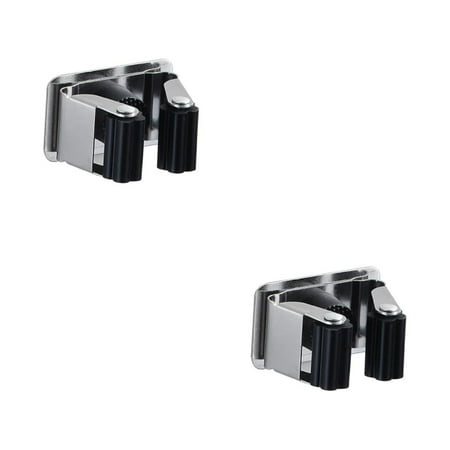 

Shower Back Brush Tool Holder - Premium 304 Stainless Steel Prevents The Mop Holders From Rusting - Reliable Clamping Effect Thanks To Flexible Black Plastic Wheels