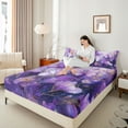 thumbnail image 4 of Homewish Floral Butterflies Girl 3pcs Twin Sheet Sets,Gradient Purple Twin Fitted Sheet,Dreamy Princess Breathable Flat Sheet,Microfiber Bedroom Decor, 4 of 7