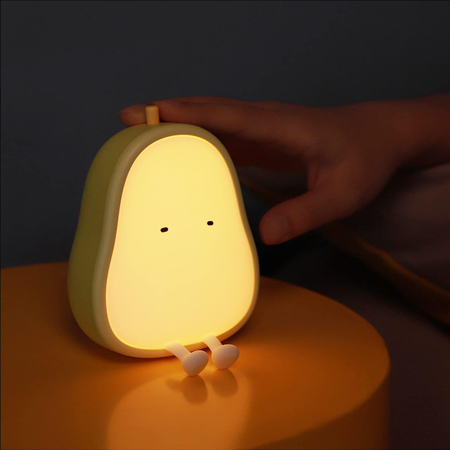 LINLIN Cute Night Light,Dimmable LED Pear Night Lamp Rechargeable Desk lamp BPA-Free ABS+Silicone Bedside Lamp Portable Bedroom Sleep Lamps,Desk Decor Lights for Baby Girls Boys
