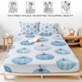 thumbnail image 5 of Cal.King Size Fitted Sheet Set - Blue Pumpkin 3 Piece Bedding Sets 16" Deep Pocket Fitted Sheet with 2 Pillowcases, Fall Thanksgiving Harvest Rustic Farmhouse Brushed Microfiber Hotel Bed Sheets, 5 of 9