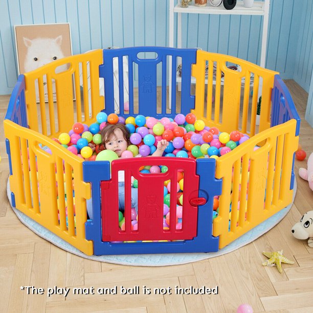 Lowestbest 8 Panel Safety Play Yard for Children, Lightweight Panel