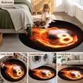 thumbnail image 5 of Round Rugs 3Ft, Billiards Round Area Rug Washable Indoor Throw Carpet, Modern Buruning Flame Sport Black Background Small Non Slip Circle Rug for Bedroom Living Room Home Decor Aesthetic, 5 of 8